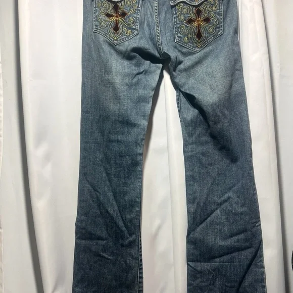 Kut from the Kloth Embroidered Bootcut Jeans Size L Y2K Cross Pocket Denim - Picture 3 of 10